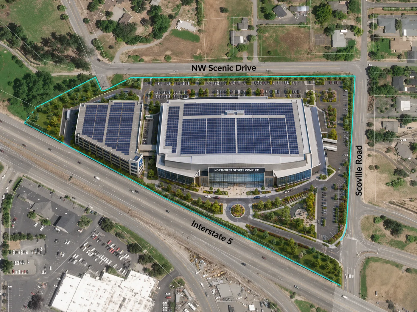 Aerial concept rendering for a commercial development
